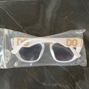 White Sunglasses with Gold DG Accent - Fashion Women's Shades